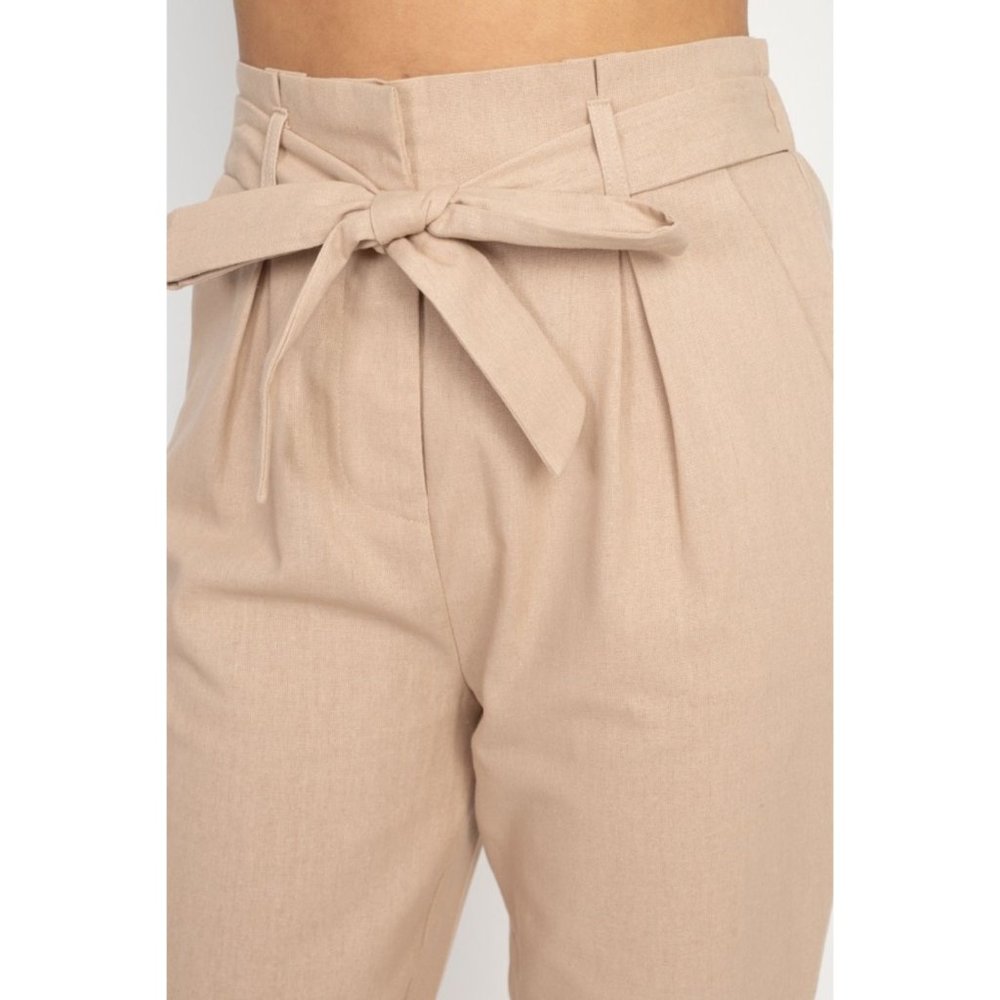GioVanni Di RoccoBelted Linen Paper Bag Pants - Picture 4 of 5